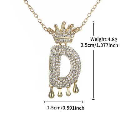 Copper 18K Gold Plated XUPING Simple Style Commute Plating Inlay Letter Rhinestones Pendant Necklace