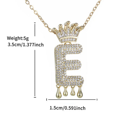 Copper 18K Gold Plated XUPING Simple Style Commute Plating Inlay Letter Rhinestones Pendant Necklace