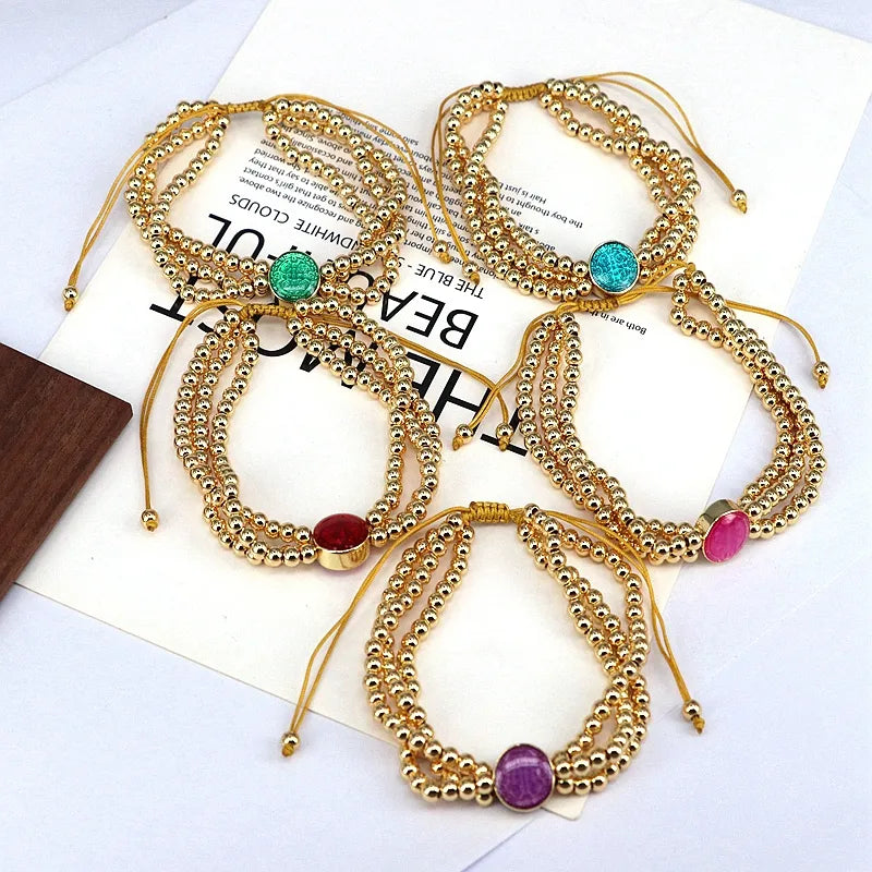 Copper 18K Gold Knitting Solid Color Bracelets