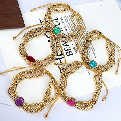 Copper 18K Gold Knitting Solid Color Bracelets