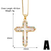 Copper 18K Gold Plated Basic Classic Style Commute Plating Inlay Cross Round Zircon Pendant Necklace