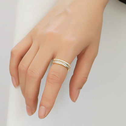 Copper 18K Gold Plated Basic Modern Style Classic Style Inlay Geometric Zircon Open Rings