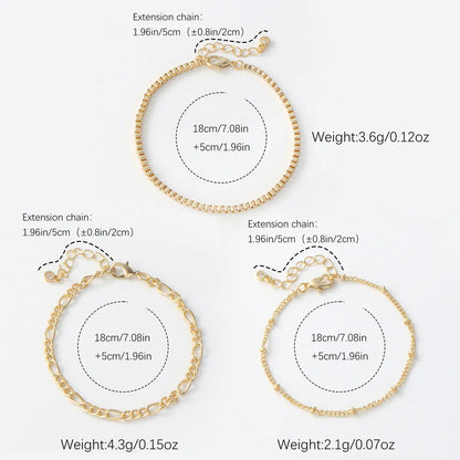 Copper 18K Gold Plated Basic Simple Style Classic Style Plating Inlay Geometric Solid Color Zircon Bracelets