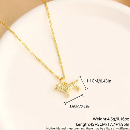 Copper 18K Gold Plated Basic Simple Style Commute Plating Inlay Dog Moon Bottle Zircon Pendant Necklace