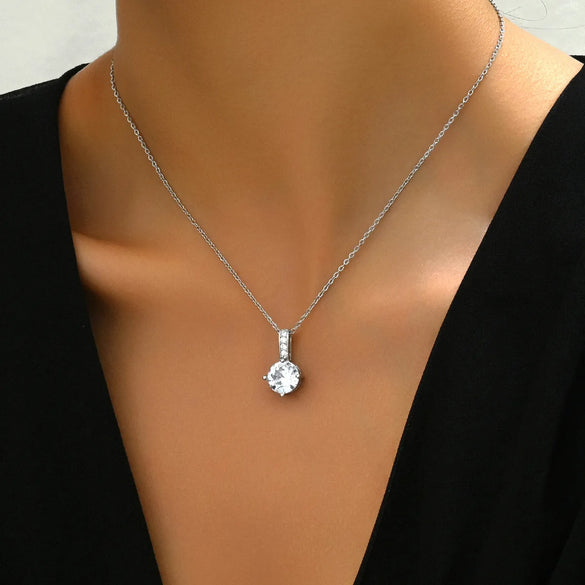 Copper 18K Gold Plated Basic Simple Style Inlay Geometric Simple Zircon Pendant Necklace