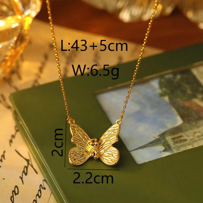 Copper 18K Gold Plated Butterfly Body Pendant Necklace