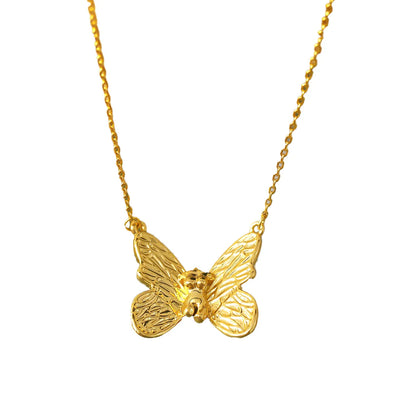 Copper 18K Gold Plated Butterfly Body Pendant Necklace