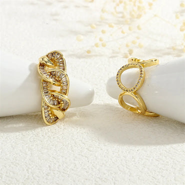 Copper 18K Gold Plated Casual Commute Hollow Out Inlay Infinity Zircon Rings