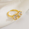 Copper 18K Gold Plated Casual Cute Commute Inlay Bow Knot Zircon Open Rings