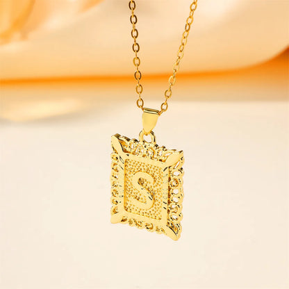 Copper 18K Gold Plated Casual Hollow Out Letter Pendant Necklace