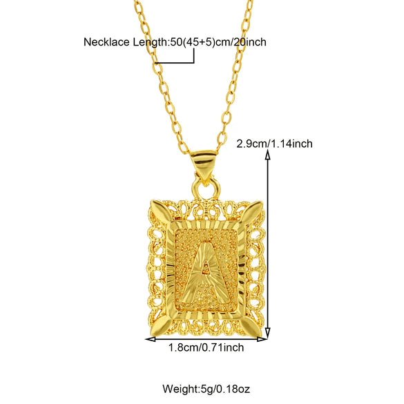 Copper 18K Gold Plated Casual Hollow Out Letter Pendant Necklace
