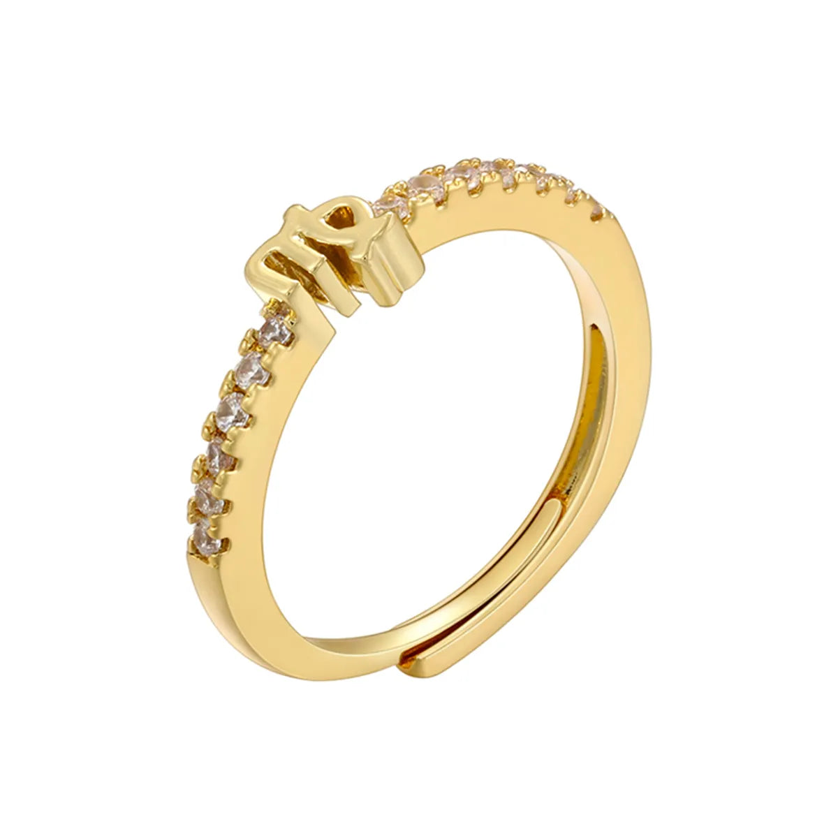 Copper 18K Gold Plated Casual Simple Style Classic Style Plating Inlay Constellation Zircon Open Rings