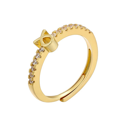 Copper 18K Gold Plated Casual Simple Style Classic Style Plating Inlay Constellation Zircon Open Rings