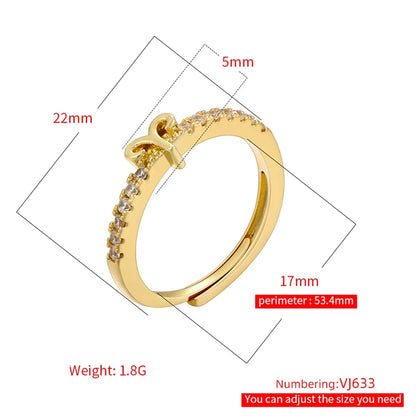 Copper 18K Gold Plated Casual Simple Style Classic Style Plating Inlay Constellation Zircon Open Rings