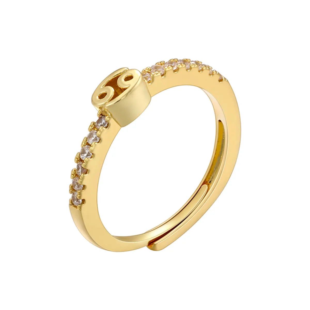 Copper 18K Gold Plated Casual Simple Style Classic Style Plating Inlay Constellation Zircon Open Rings