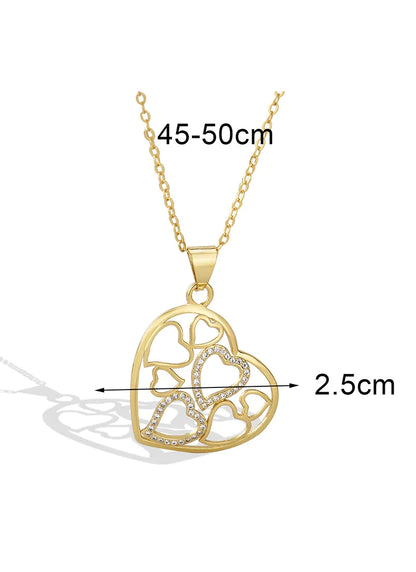 Copper 18K Gold Plated Casual Simple Style Hollow Out Inlay Heart Shape Butterfly Zircon Pendant Necklace Necklace