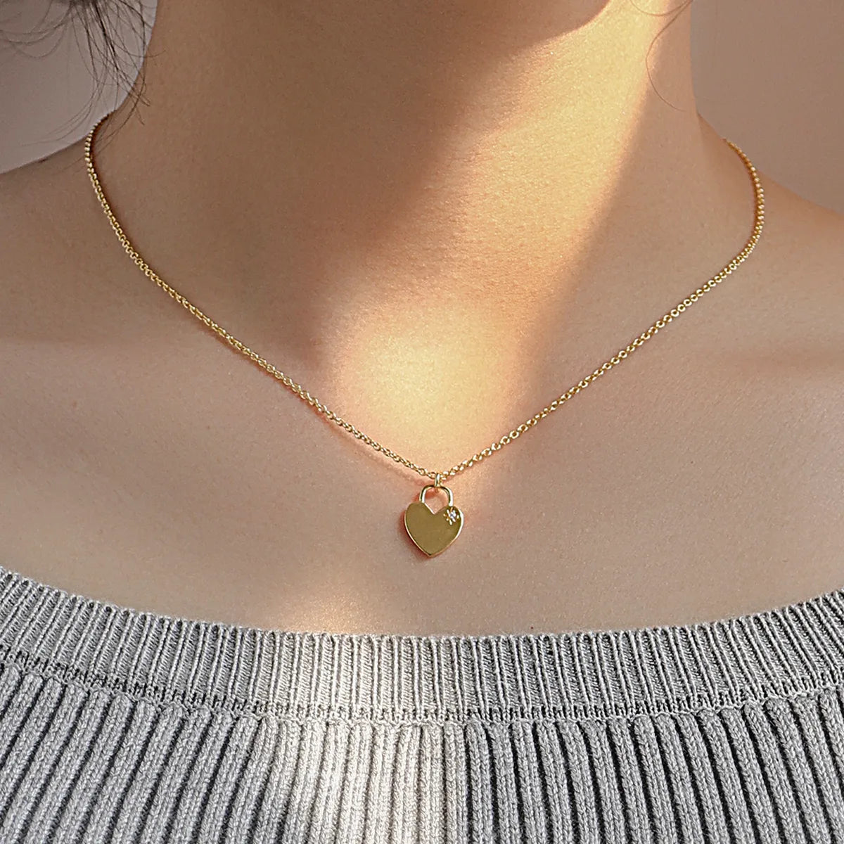 Copper 18K Gold Plated Casual Simple Style Inlay Geometric Zircon Pendant Necklace Necklace