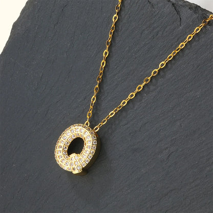 Copper 18K Gold Plated Casual Simple Style Inlay Letter Zircon Pendant Necklace