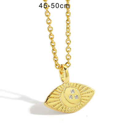 Copper 18K Gold Plated Casual Simple Style Inlay Star Moon Eye Zircon Pendant Necklace