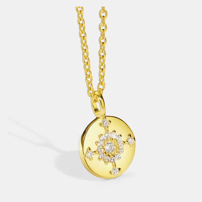 Copper 18K Gold Plated Casual Simple Style Inlay Star Moon Eye Zircon Pendant Necklace