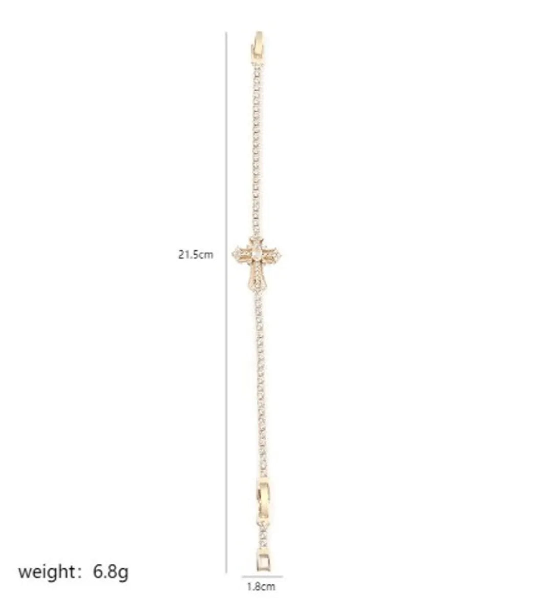 Copper 18K Gold Plated Casual Simple Style Roman Style Cross Polishing Inlay Zircon Bracelets