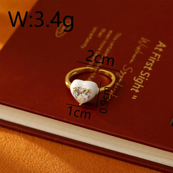 Copper 18K Gold Plated Chain Lips Heart Shape Copper Open Rings