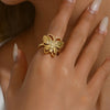 Copper 18K Gold Plated Classic Style Shiny Plating Solid Color Open Rings