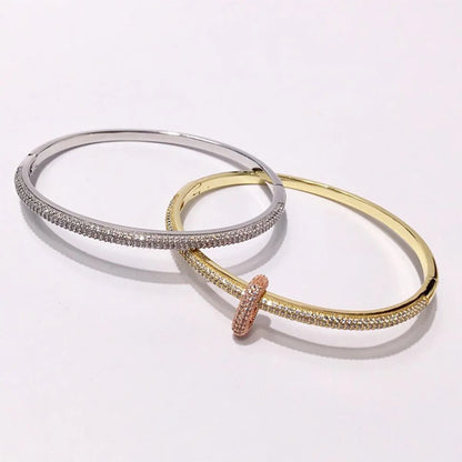 Copper 18K Gold Plated Commute Plating Inlay Color Block Zircon Bangle