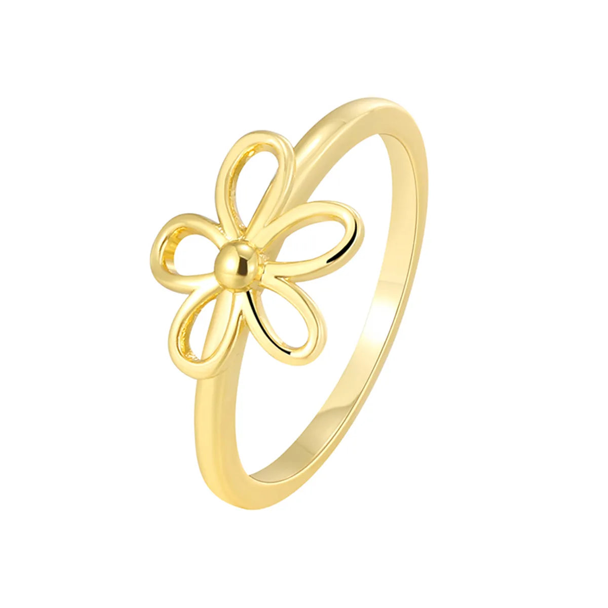 Copper 18K Gold Plated Copper Plated Gold 0.03 M IG Style Simple Style Classic Style Plating Inlay Four Leaf Clover Rose Petal Zircon Rings