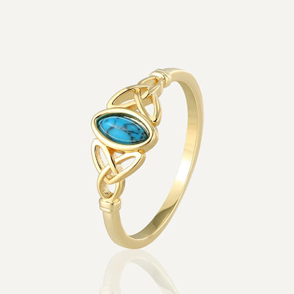 Copper 18K Gold Plated Copper Plated Gold 0.03 M Simple Style Classic Style Plating Inlay Color Block Turquoise Rings