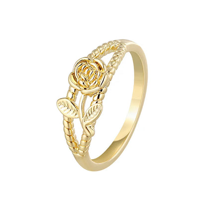 Copper 18K Gold Plated Copper Plated Gold 0.03 M IG Style Simple Style Classic Style Plating Inlay Four Leaf Clover Rose Petal Zircon Rings