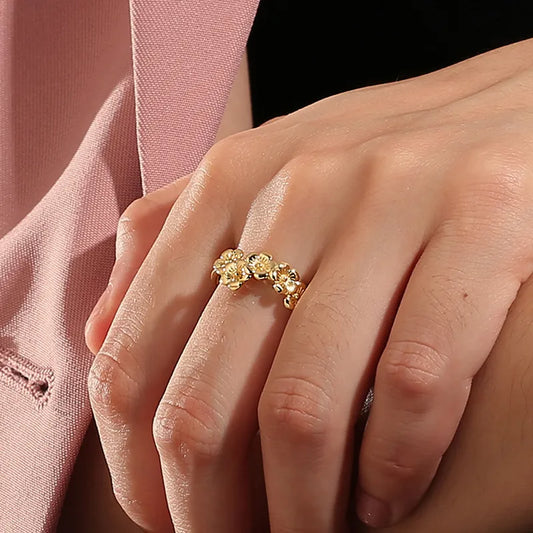 Copper 18K Gold Plated Copper Plated Gold 0.03 M IG Style Simple Style Classic Style Plating Inlay Four Leaf Clover Rose Petal Zircon Rings