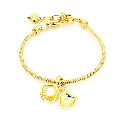 Copper 18K Gold Plated Cute Simple Style Inlay Geometric Artificial Pearls Zircon Bracelets