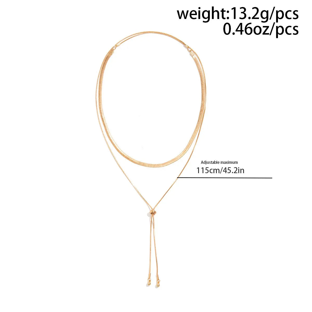 Copper 18K Gold Plated Elegant Geometric Solid Color Layered Tassel Long Necklace