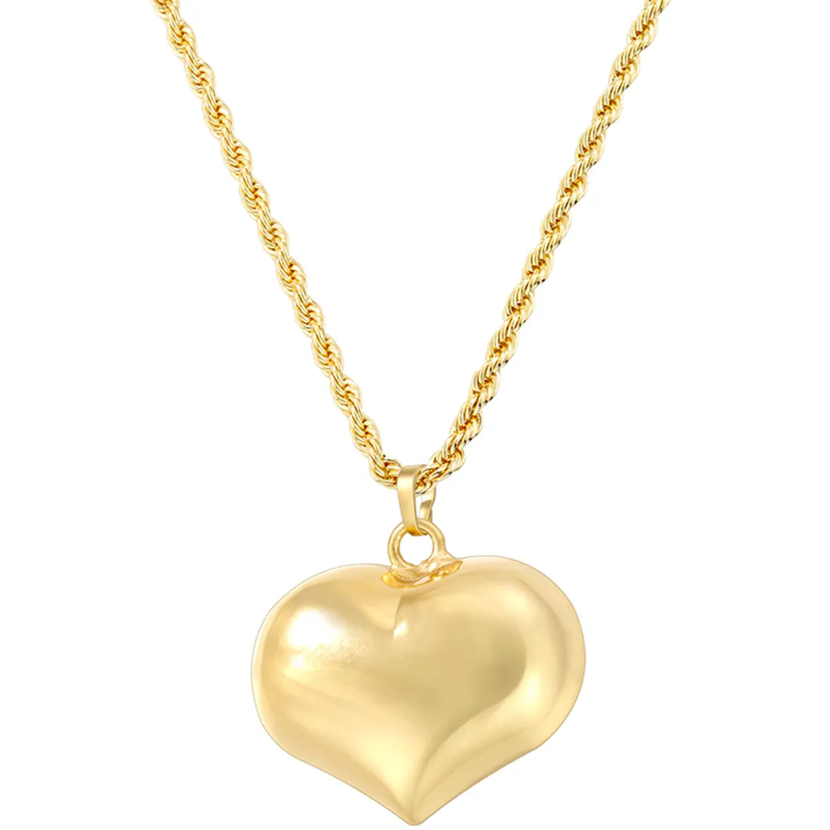 Copper 18K Gold Plated Elegant Glam Cute Heart Shape Pendant Necklace