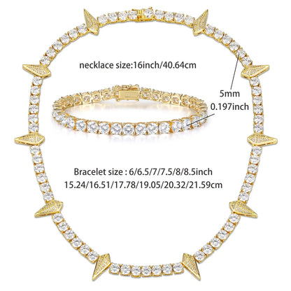 Copper 18K Gold Plated Elegant Glam Luxurious Plating Inlay Rhombus Zircon Bracelets Necklace