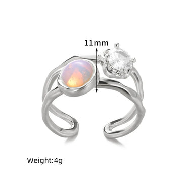 Copper 18K Gold Plated Elegant Lady Simple Style Inlay Geometric Ball Zircon Open Rings