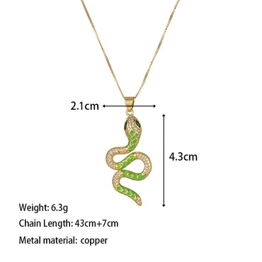 Copper 18K Gold Plated Elegant Luxurious Plating Snake Pendant Necklace