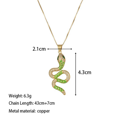 Copper 18K Gold Plated Elegant Luxurious Plating Snake Pendant Necklace