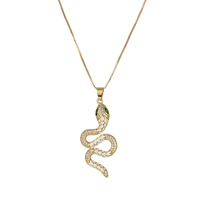 Copper 18K Gold Plated Elegant Luxurious Plating Snake Pendant Necklace