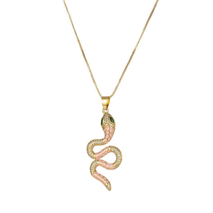 Copper 18K Gold Plated Elegant Luxurious Plating Snake Pendant Necklace