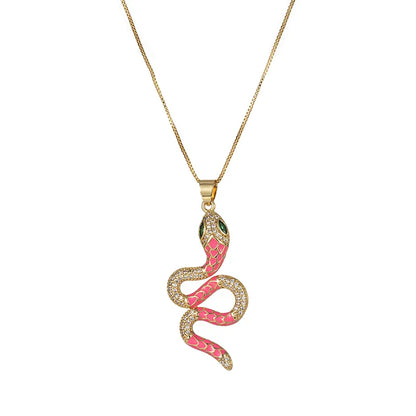 Copper 18K Gold Plated Elegant Luxurious Plating Snake Pendant Necklace