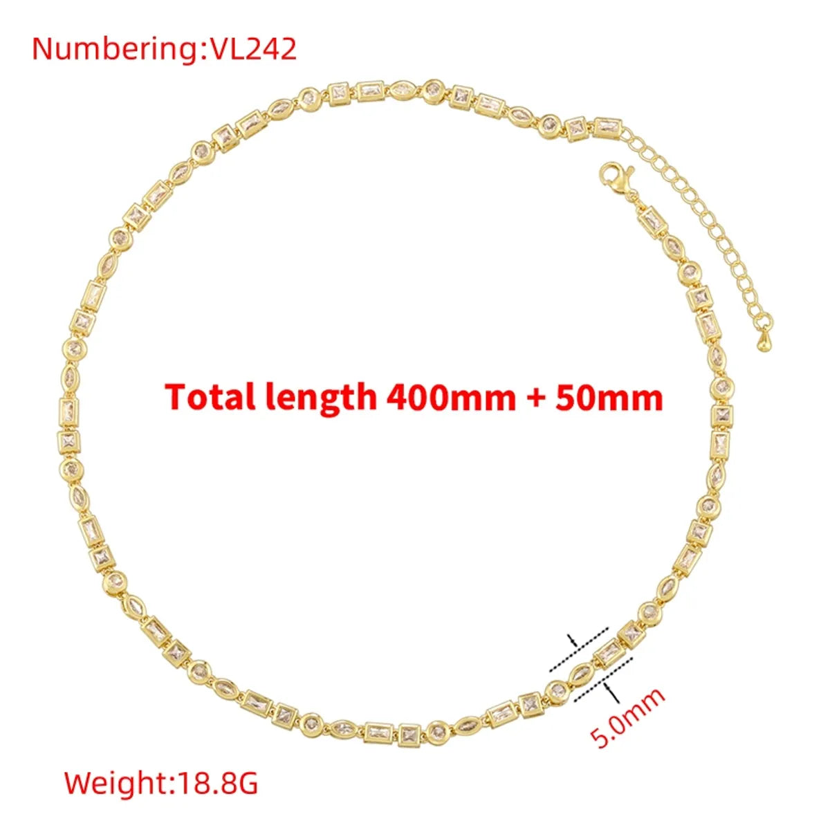 Copper 18K Gold Plated Elegant Luxurious Shiny Plating Inlay Irregular Round Zircon Bracelets Necklace