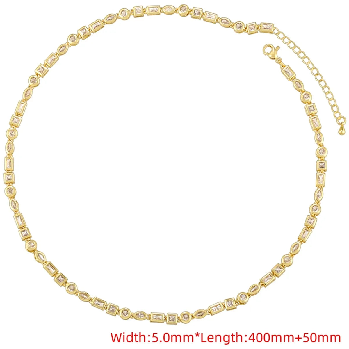 Copper 18K Gold Plated Elegant Luxurious Shiny Plating Inlay Irregular Round Zircon Bracelets Necklace