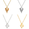 Copper 18K Gold Plated Elegant Simple Style Heart Shape Hollow Out Inlay Rhinestones Pendant Necklace