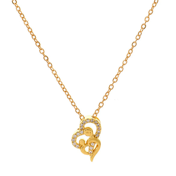 Copper 18K Gold Plated Elegant Simple Style Heart Shape Hollow Out Inlay Rhinestones Pendant Necklace