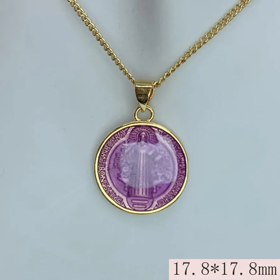 Copper 18K Gold Plated Elegant Vintage Style Ethnic Style Plating Round Pendant Necklace