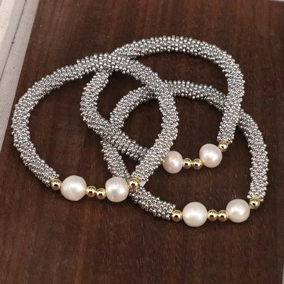 Copper 18K Gold Plated Elegant Vintage Style Simple Style Plating Inlay Round Artificial Pearls Bracelets