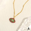 Copper 18K Gold Plated Enamel Inlay Devil'S Eye Zircon Pendant Necklace