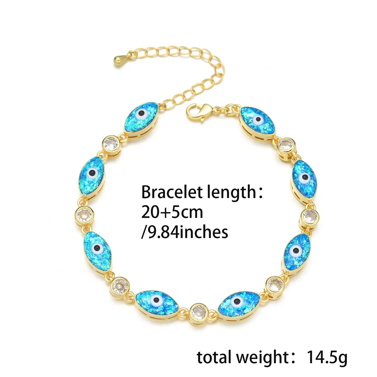 Copper 18K Gold Plated Enamel Inlay Eye Zircon Bracelets